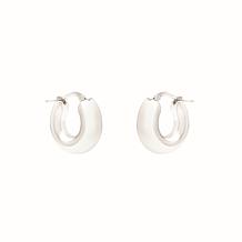 Sterling Silver Rhodium Finish Polished Round Hoop Graduated Earrings