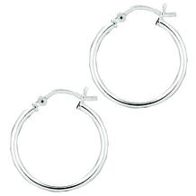 Sterling Silver Round Tube Round Hoop Earring -1 15/16"