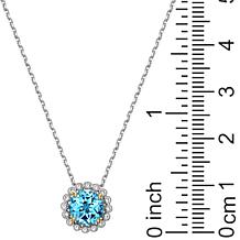 Sterling Silver Swiss Blue Topaz and Created White Sapphire Necklace