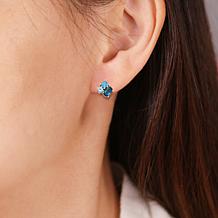 Sterling Silver Tonal Blue Topaz Cluster Stud Earrings