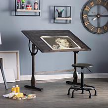 Studio Designs Vintage Solid Wood Drafting Table with Adjustable Top
