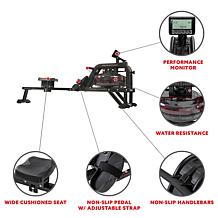 Sunny Health & Fitness Obsidian Surge 500M Water Rowing Machine