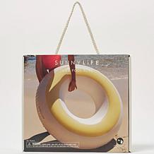 SUNNYLiFE Inflatable Tube Pool Ring Float in Butter Yellow & Cream