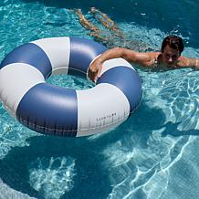 SUNNYLiFE Navy Stripe Inflatable Tube Pool Ring 41.7"