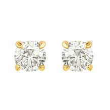 A&M 14K Yellow Gold 7mm Square Cubic Zirconia Stud Earrings