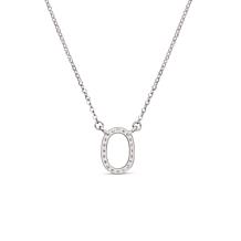 Suzy Levian 14K White Gold .10ctw Diamond Letter Initial Necklace