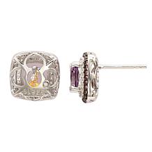 Suzy Levian Cushion-Cut Gemstone, Sapphire and White Topaz Earrings