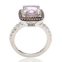 Suzy Levian Cushion-Cut Pink Amethyst, Sapphire and White Topaz Ring