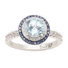 Suzy Levian Round-Cut Blue Topaz, Sapphire and White Topaz Ring