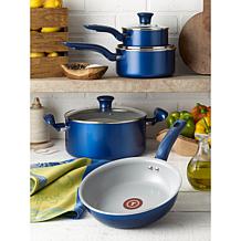 T-fal G918SE64 Initiatives 14-Piece Ceramic Cookware Set, Blue