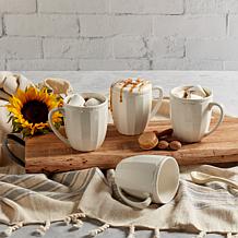 Tabletops Gallery 4PC White Mosaico Mug Set - Service for 4