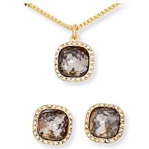 Tahari Goldtone and Black Women's Crystal Watch and Jewelry Set