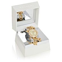 Tahari Goldtone Women's Crystal-Accented Charm Bracelet Watch