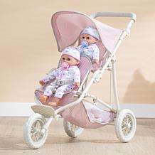 Teamson Kids Olivia's World Polka Dots Princess Twin Jogging Stroller