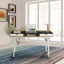 Techni Mobili Compact Computer Desk with Multiple Storage - Walnut