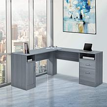 Techni Mobili Functional Storage L-Shaped Computer Desk - Gray