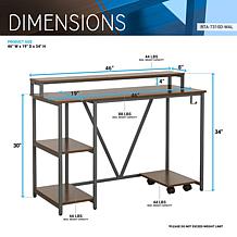 Techni Mobili Industrial Writing Desk, Black