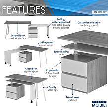 Techni Mobili Rotating Multi-Positional Modern Desk - Grey
