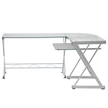 Techni Mobili Tempered Glass L-Shaped Computer Desk - Clear