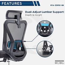 Techni Mobili Truly Ergonomic Mesh Office Chair with Headrest - Black