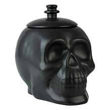 Ten Strawberry Street Matte Black Ceramic Skull Cookie Jar