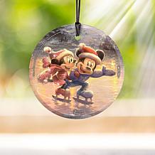 Thomas Kinkade Disney Hanging Glass - Mickey & Minnie Sweet Holiday