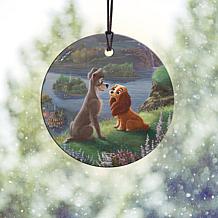 Thomas Kinkade Disney Lady and the Tramp Hanging Glass StarFire Print