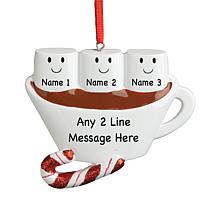 Three Marshmallow & Hot Chocolate Personalized Ornament