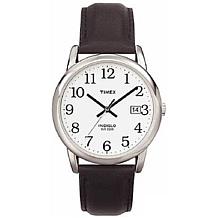 Timex Men's Silvertone EZ-Reader Black Strap Watch