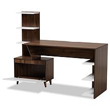 Tobias Two-Tone Wood Storage Computer Desk with Shelves