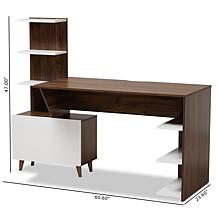 Tobias Two-Tone Wood Storage Computer Desk with Shelves