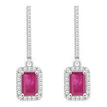 Top Choice Gems 6x4mm Emerald-Cut Gem and Diamond Dangle Earrings