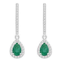 Top Choice Gems  6x4mm Pear Gem and Diamond Dangle Earrings