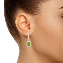 Top Choice Gems 7x5mm Emerald-Cut Gem and Diamond Dangle Earrings
