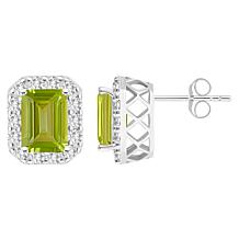 Top Choice Gems 8x6mm Emerald-Cut Gem and White Topaz Stud Earrings