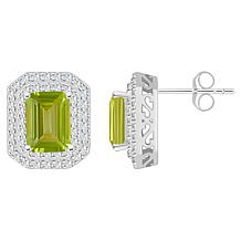 Top Choice Gems 8x6mm Emerald-Cut Gem and White Topaz Stud Earrings