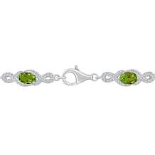 Top Choice Gems Gem and White Topaz 6x4mm Oval Stone Halo Bracelet