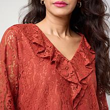 Tower Hill by Christie Brinkley Lace Ruffle Blouse