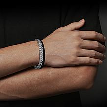 Two Row Franco Chain and Leather Bracelet