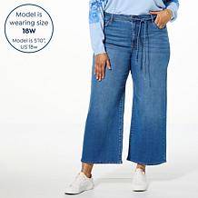 TWRHLL by Christie Brinkley Belted Wide-Leg Ankle Jean
