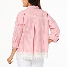TWRHLL by Christie Brinkley Button Down Shirt with Lace