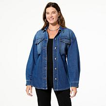 TWRHLL by Christie Brinkley Denim Studded Jacket