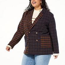 TWRHLL by Christie Brinkley Double-Breasted Blazer with Patch Pockets