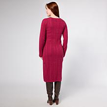 TWRHLL by Christie Brinkley Henley Cable Knit Dress
