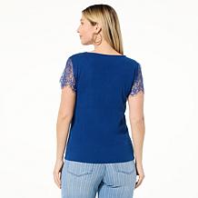 TWRHLL by Christie Brinkley Lace Sleeve Knit Top