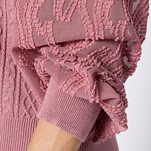 TWRHLL by Christie Brinkley Mixed Media Scalloped Edge Cardigan