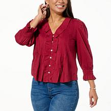 TWRHLL by Christie Brinkley Ruffle Front Blouse