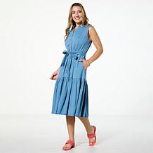 TWRHLL by Christie Brinkley Sleeveless Denim Midi Dress
