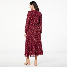 TWRHLL by Christie Brinkley V-Neck Long-Sleeve Maxi Dress
