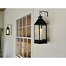 Unmatched 2-piece Set Flameless Lanterns with Holiday Bows